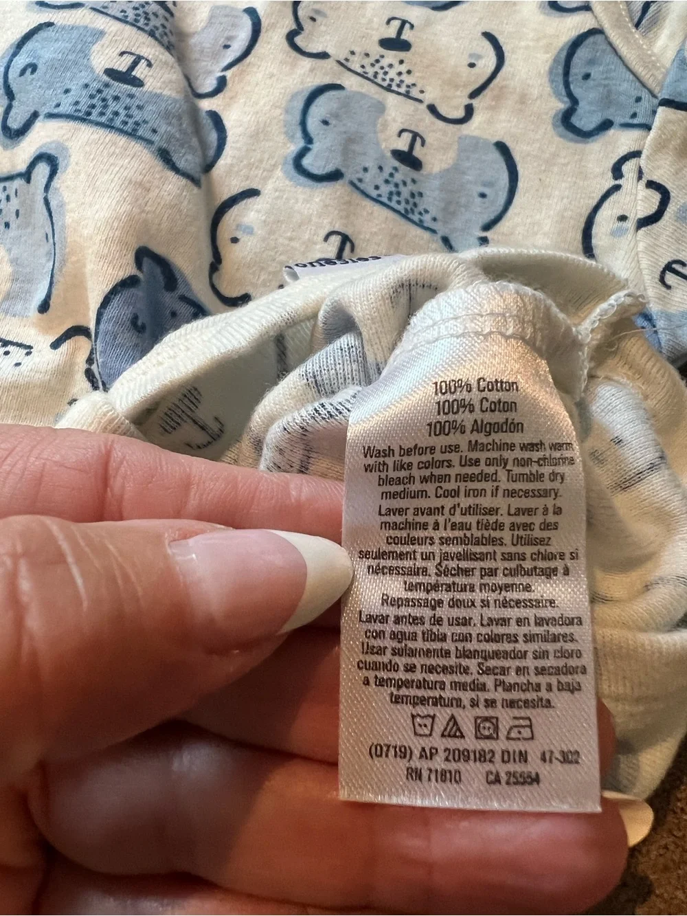 Blue Bear Print Bodysuit & Hat Set - Kids Matching Set
